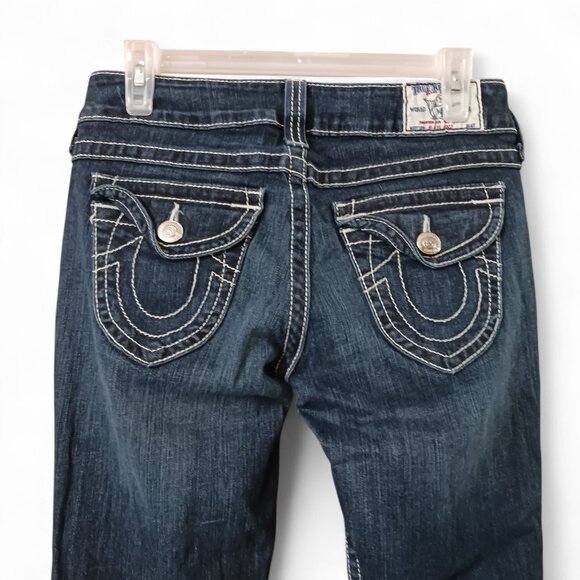 True Religion Hi-Rise Bootcut Jeans 28 Made in USA Vintage 2006 Dark Wash - Picture 5 of 13